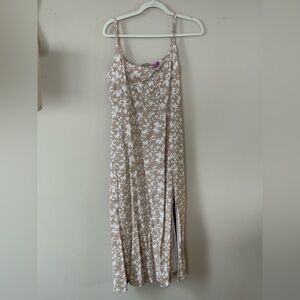 Francesca's Collections Tan Floral Maxi Dress